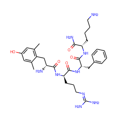 Cc1cc(O)cc(C)c1C[C@@H](N)C(=O)N[C@H](CCCN=C(N)N)C(=O)N[C@@H](Cc1ccccc1)C(=O)N[C@@H](CCCCN)C(N)=O ZINC000028470644
