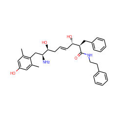 Cc1cc(O)cc(C)c1C[C@H](N)[C@@H](O)C/C=C/[C@H](O)[C@@H](Cc1ccccc1)C(=O)NCCc1ccccc1 ZINC000027750208