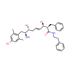 Cc1cc(O)cc(C)c1C[C@H](N)[C@H](O)C/C=C/[C@@H](O)[C@@H](Cc1ccccc1)C(=O)NCCc1ccccc1 ZINC000027741084