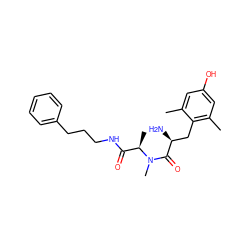 Cc1cc(O)cc(C)c1C[C@H](N)C(=O)N(C)[C@H](C)C(=O)NCCCc1ccccc1 ZINC000013735479