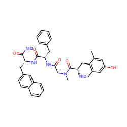 Cc1cc(O)cc(C)c1C[C@H](N)C(=O)N(C)CC(=O)N[C@@H](Cc1ccccc1)C(=O)N[C@H](Cc1ccc2ccccc2c1)C(N)=O ZINC000029039829