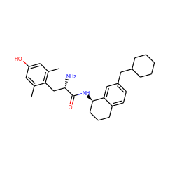 Cc1cc(O)cc(C)c1C[C@H](N)C(=O)N[C@@H]1CCCc2ccc(CC3CCCCC3)cc21 ZINC000473153126