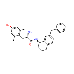 Cc1cc(O)cc(C)c1C[C@H](N)C(=O)N[C@@H]1CCCc2ccc(Cc3ccccc3)cc21 ZINC000473151885