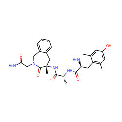 Cc1cc(O)cc(C)c1C[C@H](N)C(=O)N[C@H](C)C(=O)N[C@@]1(C)Cc2ccccc2CN(CC(N)=O)C1=O ZINC000072122686