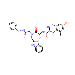 Cc1cc(O)cc(C)c1C[C@H](N)C(=O)N[C@H]1Cc2c([nH]c3ccccc23)CN(CC(=O)NCc2ccccc2)C1=O ZINC000044281271