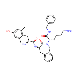 Cc1cc(O)cc(C)c1C[C@H](N)C(=O)N[C@H]1Cc2ccccc2CN([C@@H](CCCCN)C(=O)NCc2ccccc2)C1=O ZINC000044351262