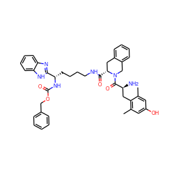 Cc1cc(O)cc(C)c1C[C@H](N)C(=O)N1Cc2ccccc2C[C@H]1C(=O)NCCCC[C@H](NC(=O)OCc1ccccc1)c1nc2ccccc2[nH]1 ZINC000028821094