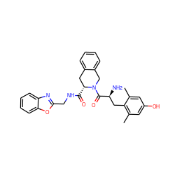 Cc1cc(O)cc(C)c1C[C@H](N)C(=O)N1Cc2ccccc2C[C@H]1C(=O)NCc1nc2ccccc2o1 ZINC000084415189