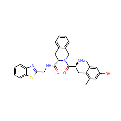 Cc1cc(O)cc(C)c1C[C@H](N)C(=O)N1Cc2ccccc2C[C@H]1C(=O)NCc1nc2ccccc2s1 ZINC000029062903