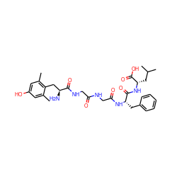 Cc1cc(O)cc(C)c1C[C@H](N)C(=O)NCC(=O)NCC(=O)N[C@@H](Cc1ccccc1)C(=O)N[C@@H](CC(C)C)C(=O)O ZINC000026960915