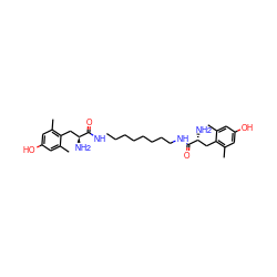 Cc1cc(O)cc(C)c1C[C@H](N)C(=O)NCCCCCCCCNC(=O)[C@H](N)Cc1c(C)cc(O)cc1C ZINC000026947086