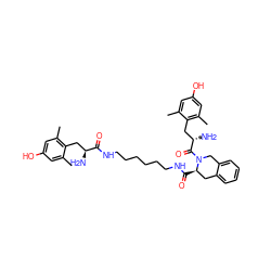 Cc1cc(O)cc(C)c1C[C@H](N)C(=O)NCCCCCCNC(=O)[C@@H]1Cc2ccccc2CN1C(=O)[C@@H](N)Cc1c(C)cc(O)cc1C ZINC000028530039