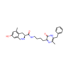 Cc1cc(O)cc(C)c1C[C@H](N)C(=O)NCCCCc1nc(C)c(Cc2ccccc2)[nH]c1=O ZINC000028825455