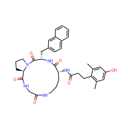 Cc1cc(O)cc(C)c1CCC(=O)N[C@@H]1CCCNC(=O)CNC(=O)[C@H]2CCCN2C(=O)[C@H](Cc2ccc3ccccc3c2)NC1=O ZINC000027629517