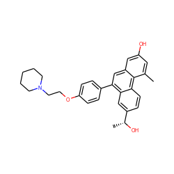 Cc1cc(O)cc2cc(-c3ccc(OCCN4CCCCC4)cc3)c3cc([C@@H](C)O)ccc3c12 ZINC000013494071