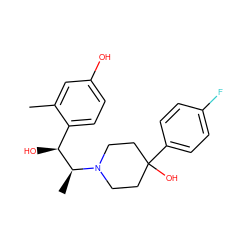 Cc1cc(O)ccc1[C@H](O)[C@H](C)N1CCC(O)(c2ccc(F)cc2)CC1 ZINC000028952033