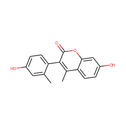 Cc1cc(O)ccc1-c1c(C)c2ccc(O)cc2oc1=O ZINC000147875278