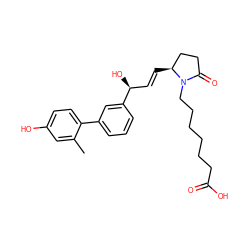 Cc1cc(O)ccc1-c1cccc([C@@H](O)/C=C/[C@H]2CCC(=O)N2CCCCCCC(=O)O)c1 ZINC000029399881