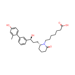 Cc1cc(O)ccc1-c1cccc([C@@H](O)CC[C@H]2CCCC(=O)N2CCCCCCC(=O)O)c1 ZINC000028474900