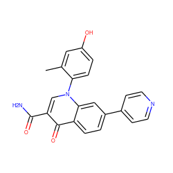 Cc1cc(O)ccc1-n1cc(C(N)=O)c(=O)c2ccc(-c3ccncc3)cc21 ZINC000027309401