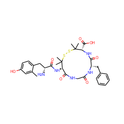 Cc1cc(O)ccc1C[C@@H](N)C(=O)N[C@H]1C(=O)NCC(=O)N[C@@H](Cc2ccccc2)C(=O)N[C@@H](C(=O)O)C(C)(C)SSC1(C)C ZINC000026404544