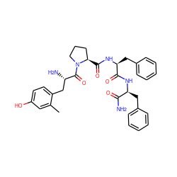 Cc1cc(O)ccc1C[C@H](N)C(=O)N1CCC[C@H]1C(=O)N[C@@H](Cc1ccccc1)C(=O)N[C@@H](Cc1ccccc1)C(N)=O ZINC000028116346