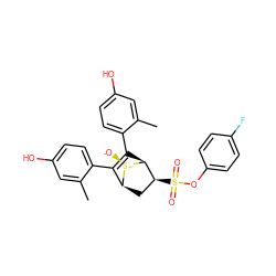 Cc1cc(O)ccc1C1=C(c2ccc(O)cc2C)[C@H]2[C@@H](S(=O)(=O)Oc3ccc(F)cc3)C[C@@H]1[S@@+]2[O-] ZINC000084669414