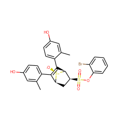 Cc1cc(O)ccc1C1=C(c2ccc(O)cc2C)[C@H]2[C@@H](S(=O)(=O)Oc3ccccc3Br)C[C@@H]1[S@@+]2[O-] ZINC000084669412