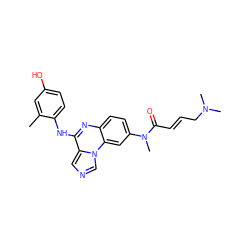 Cc1cc(O)ccc1Nc1nc2ccc(N(C)C(=O)/C=C/CN(C)C)cc2n2cncc12 ZINC000073198448