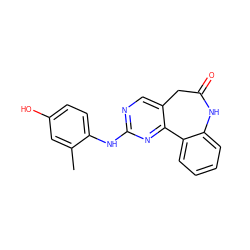 Cc1cc(O)ccc1Nc1ncc2c(n1)-c1ccccc1NC(=O)C2 ZINC000045357460