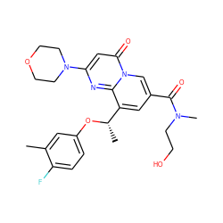 Cc1cc(O[C@@H](C)c2cc(C(=O)N(C)CCO)cn3c(=O)cc(N4CCOCC4)nc23)ccc1F ZINC000299835398