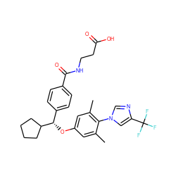 Cc1cc(O[C@@H](c2ccc(C(=O)NCCC(=O)O)cc2)C2CCCC2)cc(C)c1-n1cnc(C(F)(F)F)c1 ZINC000096170526