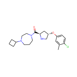 Cc1cc(O[C@@H]2CN[C@@H](C(=O)N3CCCN(C4CCC4)CC3)C2)ccc1Cl ZINC000049114324