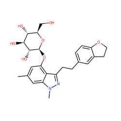 Cc1cc(O[C@@H]2O[C@H](CO)[C@@H](O)[C@H](O)[C@H]2O)c2c(CCc3ccc4c(c3)CCO4)nn(C)c2c1 ZINC000006745610