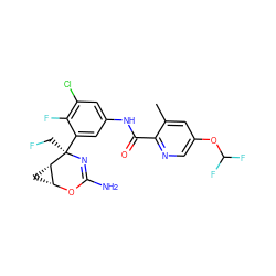 Cc1cc(OC(F)F)cnc1C(=O)Nc1cc(Cl)c(F)c([C@@]2(CF)N=C(N)O[C@@H]3C[C@@H]32)c1 ZINC000226089511