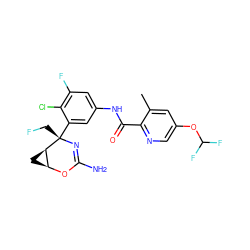 Cc1cc(OC(F)F)cnc1C(=O)Nc1cc(F)c(Cl)c([C@]2(CF)N=C(N)O[C@H]3C[C@H]32)c1 ZINC000226087592