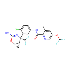 Cc1cc(OC(F)F)cnc1C(=O)Nc1ccc(Cl)c([C@]2(C(F)F)N=C(N)O[C@H]3C[C@H]32)c1 ZINC000226081439