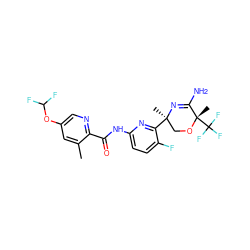 Cc1cc(OC(F)F)cnc1C(=O)Nc1ccc(F)c([C@]2(C)CO[C@@](C)(C(F)(F)F)C(N)=N2)n1 ZINC000167803957