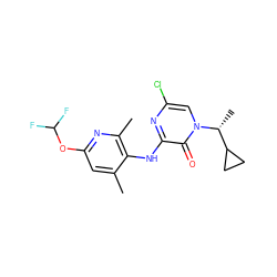 Cc1cc(OC(F)F)nc(C)c1Nc1nc(Cl)cn([C@H](C)C2CC2)c1=O ZINC000049111097