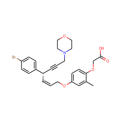 Cc1cc(OC/C=C\[C@@H](C#CCN2CCOCC2)c2ccc(Br)cc2)ccc1OCC(=O)O ZINC000028823280