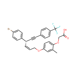 Cc1cc(OC/C=C\[C@@H](C#Cc2ccc(C(F)(F)F)cc2)c2ccc(Br)cc2)ccc1OCC(=O)O ZINC000028823269