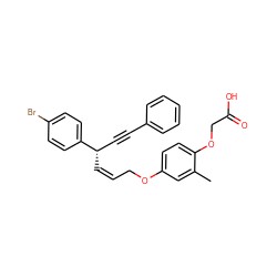 Cc1cc(OC/C=C\[C@@H](C#Cc2ccccc2)c2ccc(Br)cc2)ccc1OCC(=O)O ZINC000028823261