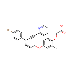 Cc1cc(OC/C=C\[C@@H](C#Cc2ccccn2)c2ccc(Br)cc2)ccc1OCC(=O)O ZINC000028823265