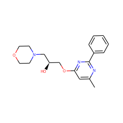 Cc1cc(OC[C@@H](O)CN2CCOCC2)nc(-c2ccccc2)n1 ZINC000299841067