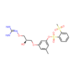 Cc1cc(OC[C@@H](O)CON=C(N)N)cc(OS(=O)(=O)c2ccccc2S(C)(=O)=O)c1 ZINC000013489459