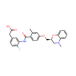 Cc1cc(OC[C@@H]2CN(C)c3ccccc3O2)ccc1C(=O)Nc1cc(CC(=O)O)ccc1F ZINC000072114153