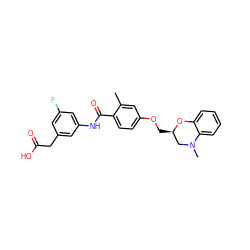 Cc1cc(OC[C@@H]2CN(C)c3ccccc3O2)ccc1C(=O)Nc1cc(F)cc(CC(=O)O)c1 ZINC000072113632