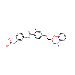 Cc1cc(OC[C@@H]2CN(C)c3ccccc3O2)ccc1C(=O)Nc1cccc(CC(=O)O)c1 ZINC000072113020