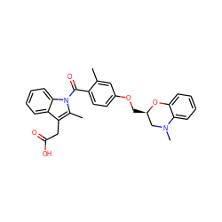 Cc1cc(OC[C@@H]2CN(C)c3ccccc3O2)ccc1C(=O)n1c(C)c(CC(=O)O)c2ccccc21 ZINC000038473037