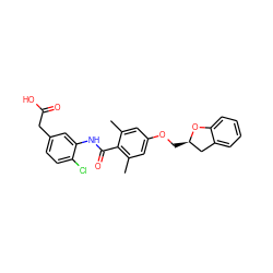 Cc1cc(OC[C@@H]2Cc3ccccc3O2)cc(C)c1C(=O)Nc1cc(CC(=O)O)ccc1Cl ZINC000059649002